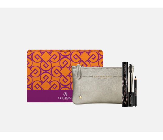 COLLISTAR IMPECCABILE tušas+mini pieštukas+ kosmetinė 