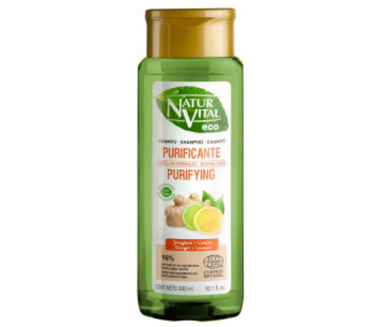 Natur Vital ECO valomasis šampūnas su imbierų ir citrinų ekstraktais normaliems plaukams 300 ml.