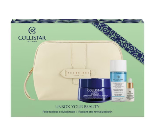 Rinkinys Collistar Futura : veido kremas, 50 ml + valomasis micelinis vanduo, 35 ml + veido serumas, 5 ml + kosmetinė