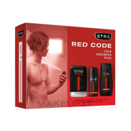STR8 RED CODE rinkinys: losjonas po skutimosi 100ml + purškiamas dezodorantas 150ml + dušo gelis