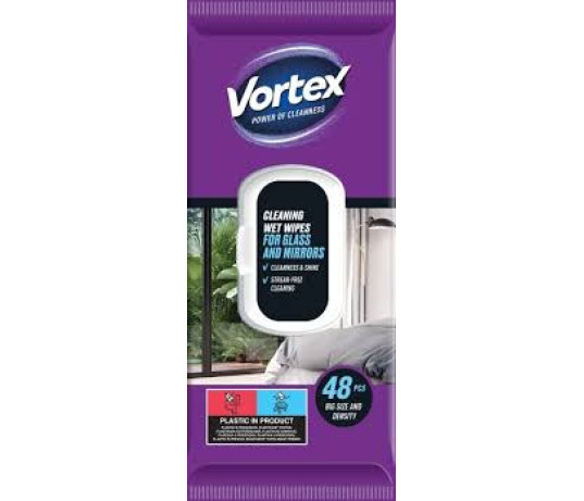 Vortex drėgnos servetėlės stiklui ir veidrodžiams 48 vnt